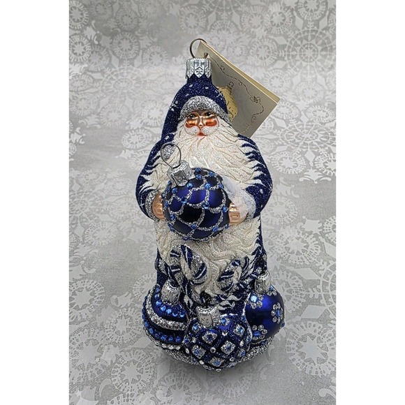 Patricia Breen Other - VTG Patricia Breen Let's Decorate Santa Blue Silver Ornament 2006 Bergdorf Event